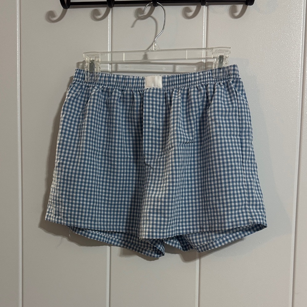 Blue Gingham Boxer Shorts
